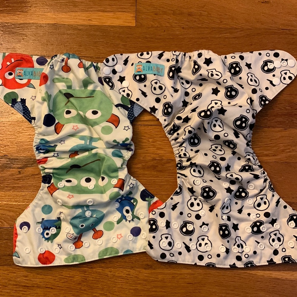 Alva Baby cloth pocket diapers 2 pack prints